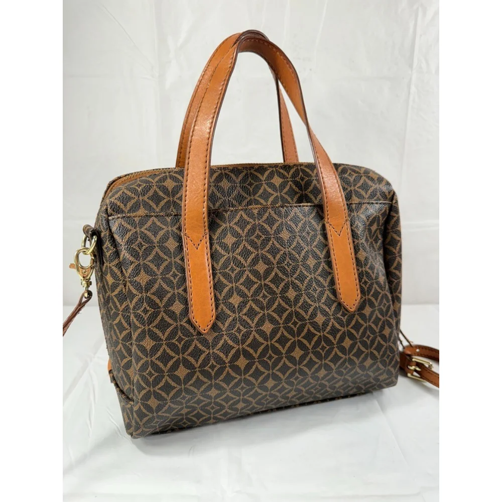 FOSSIL SYDNEY Multi Brown PVC Coated Canvas Satchel Medium